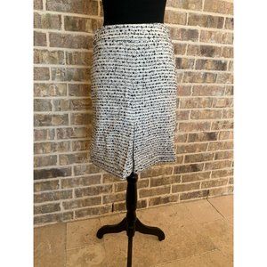 Tory Burch wool blend tweed pencil straight skirt size 8 black and white